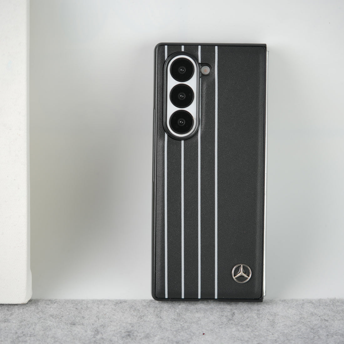 Samsung Galaxy Z Fold 5 Merc White Line Pattern PU Leather Case Cover