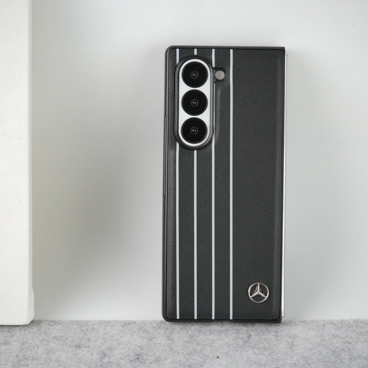 Samsung Galaxy Z Fold 5 Merc White Line Pattern PU Leather Case Cover