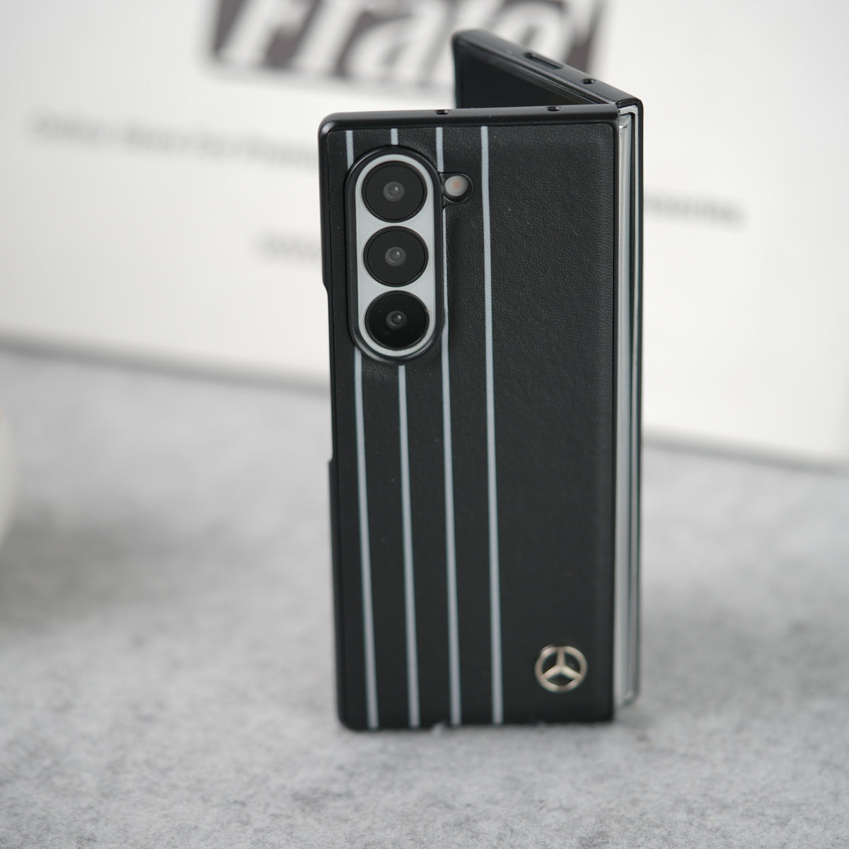 Samsung Galaxy Z Fold 5 Merc White Line Pattern PU Leather Case Cover