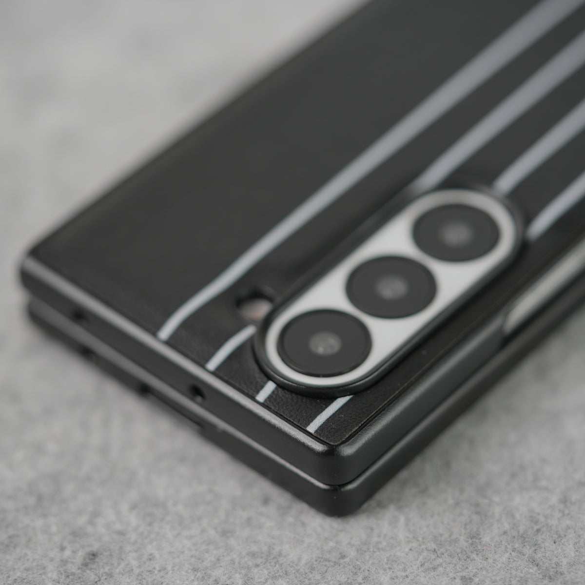 Samsung Galaxy Z Fold 5 Merc White Line Pattern PU Leather Case Cover