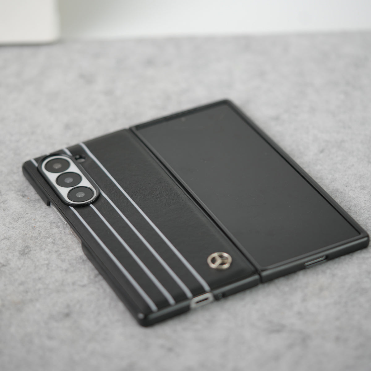 Samsung Galaxy Z Fold 5 Merc White Line Pattern PU Leather Case Cover