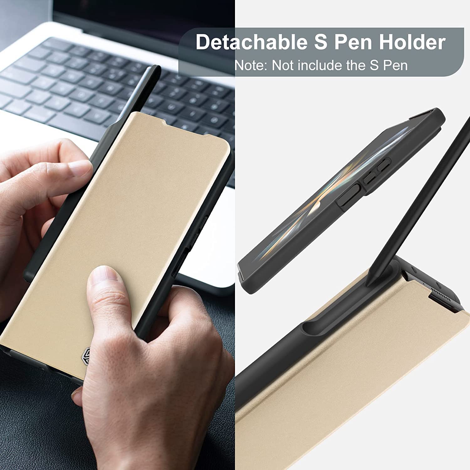 Samsung Galaxy Z Fold 5 Nillkin QIN Pro Flip Case -Gold