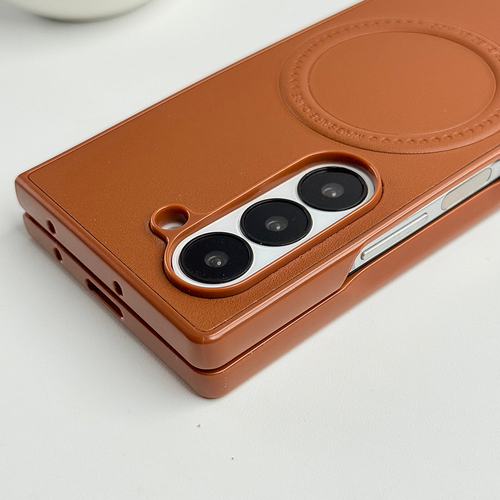Samsung Galaxy Z Fold 5 PU Leather Strong Magnetic Ring Cover