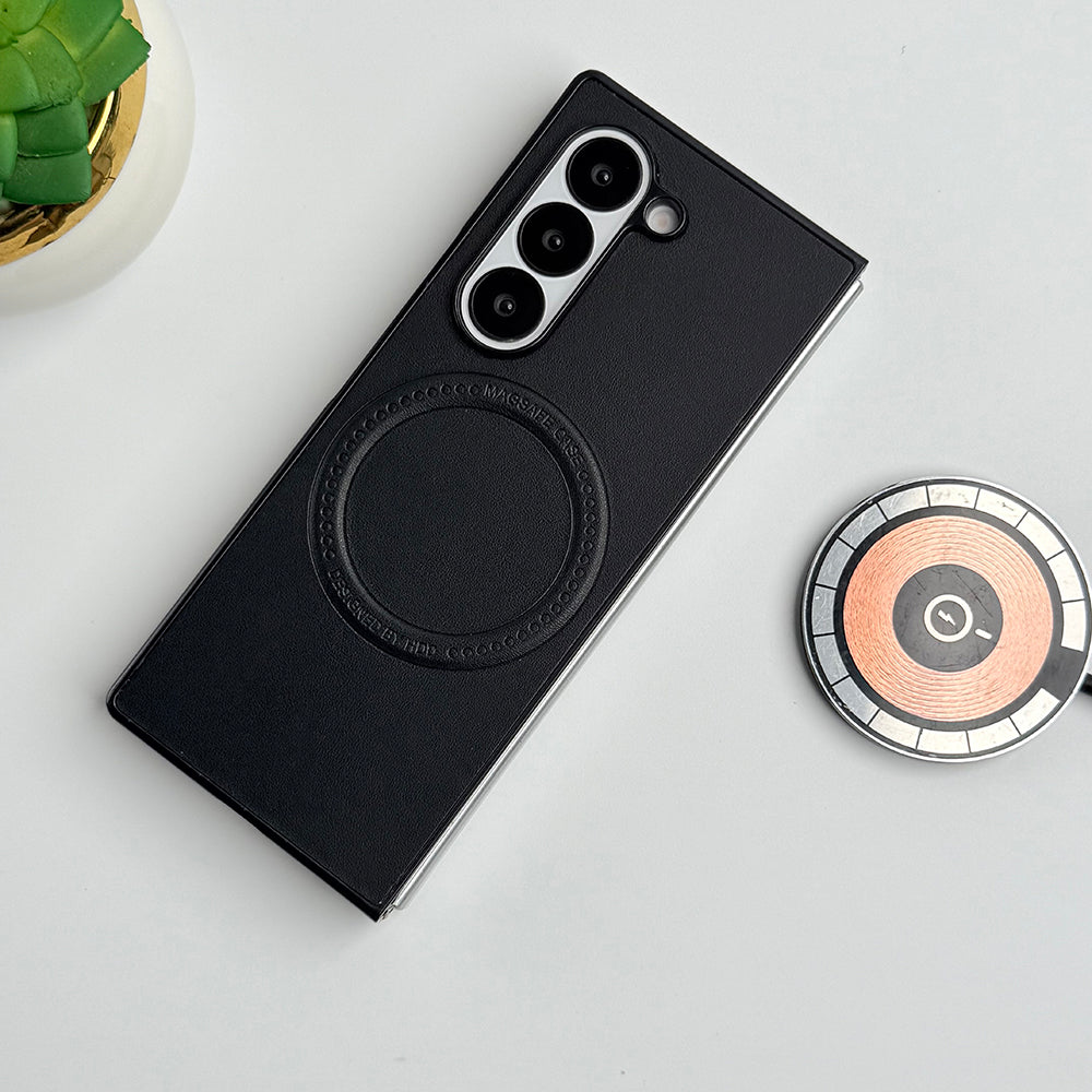 Samsung Galaxy Z Fold 5 PU Leather Strong Magnetic Ring Cover