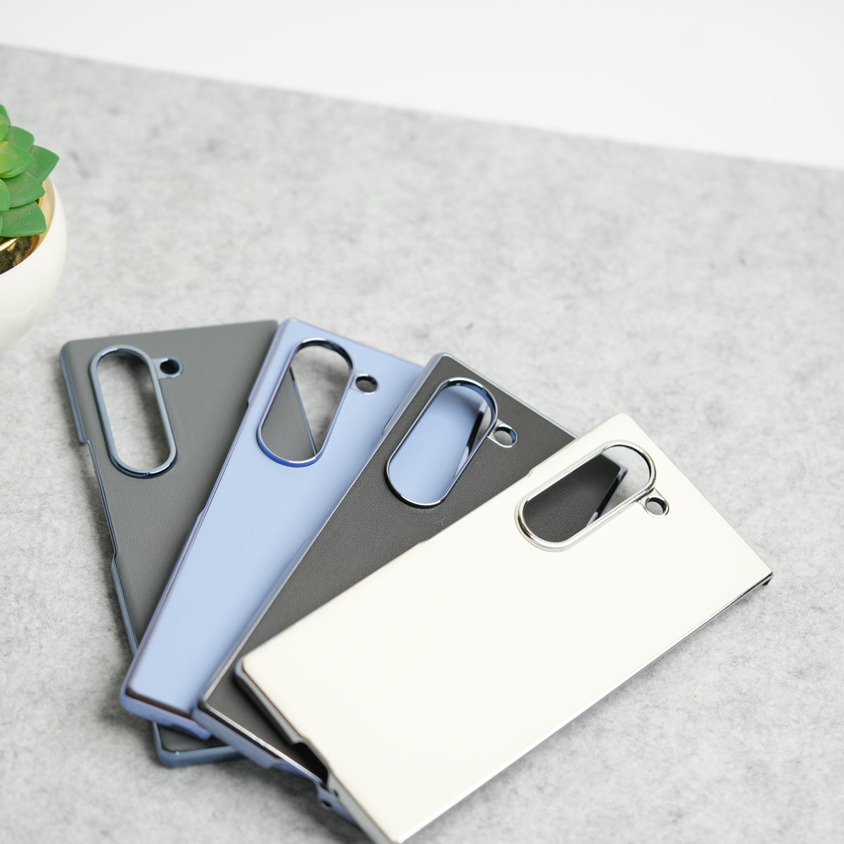 Samsung Galaxy Z Fold 6 Glossy Chrome Plated PU Leather Skin Case Cover