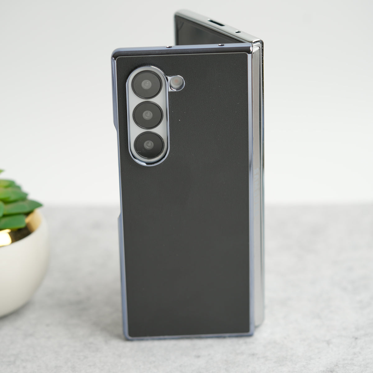 Samsung Galaxy Z Fold 6 Glossy Chrome Plated PU Leather Skin Case Cover