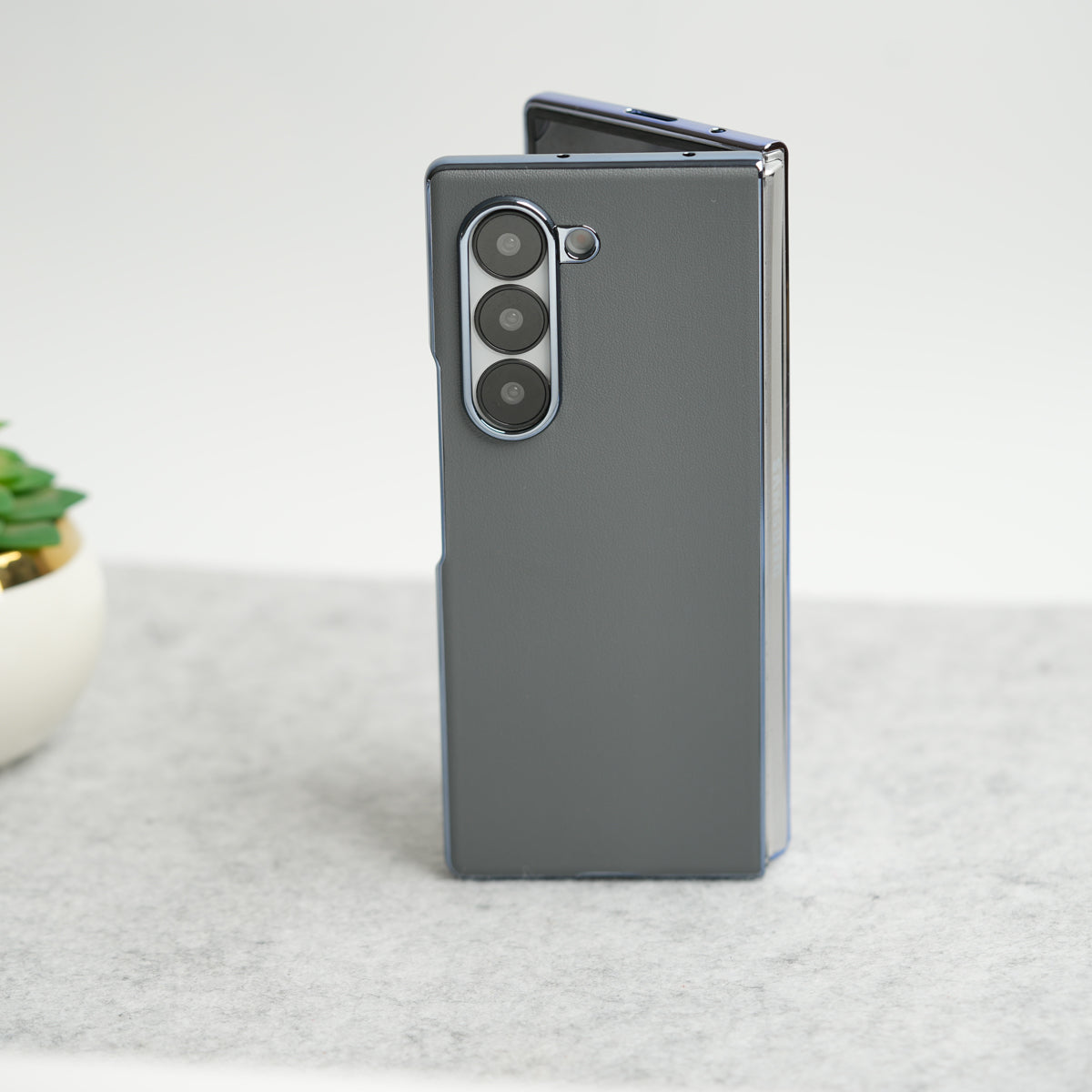 Samsung Galaxy Z Fold 6 Glossy Chrome Plated PU Leather Skin Case Cover