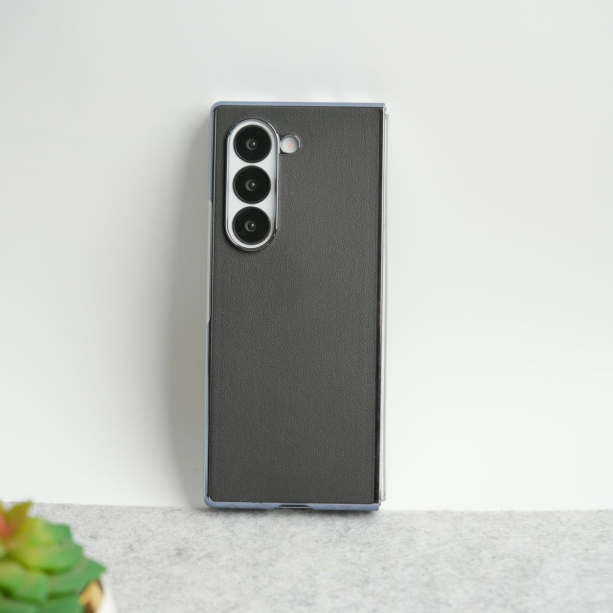 Samsung Galaxy Z Fold 6 Glossy Chrome Plated PU Leather Skin Case Cover