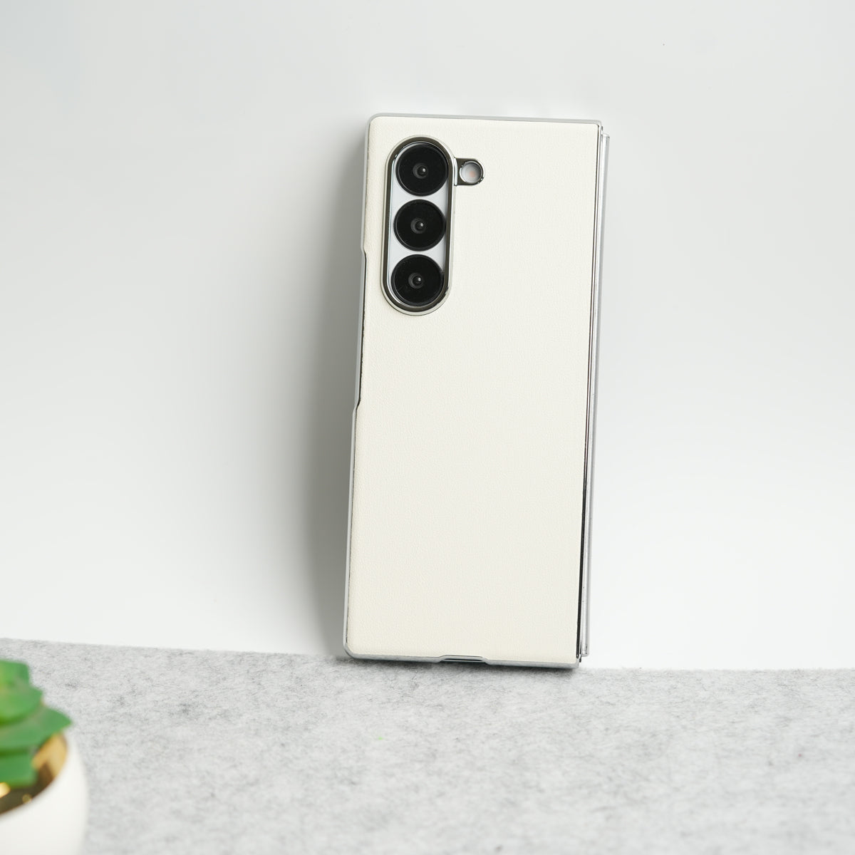 Samsung Galaxy Z Fold 6 Glossy Chrome Plated PU Leather Skin Case Cover