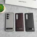 Samsung Galaxy Z Fold 6 PU Weave Leather with Metal Kickstand Slim Back Cover