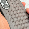 Samsung Galaxy Z Fold 6 PU Weave Leather with Metal Kickstand Slim Back Cover