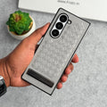 Samsung Galaxy Z Fold 6 PU Weave Leather with Metal Kickstand Slim Back Cover