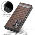 Samsung Galaxy Z Fold 6 PU Weave Leather with Metal Kickstand Slim Back Cover