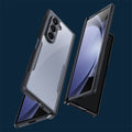 Samsung Galaxy Z Fold 6 Shockproof Airbags Bumper Transparent Back Front Screen Protector Case Cover(Black)