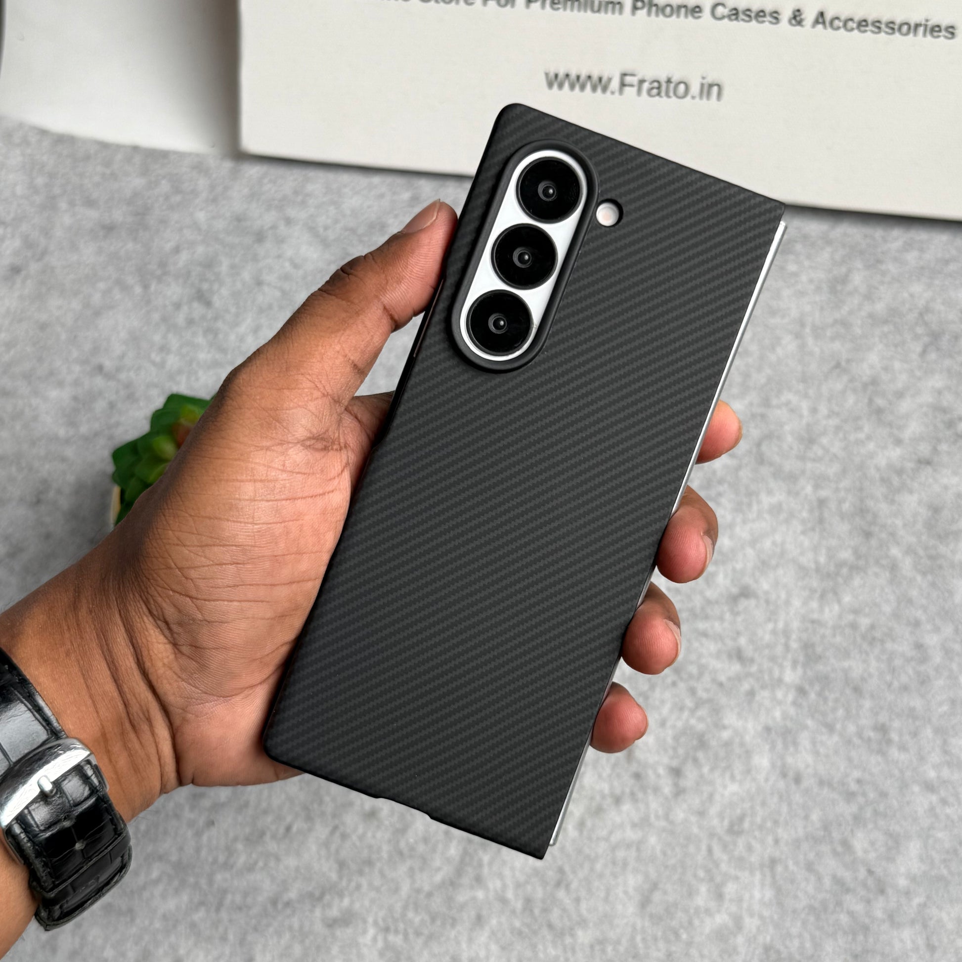 Samsung Galaxy Z Fold 6 Small Carbon Line Pattern Case Cover