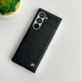 Samsung Galaxy Z Fold 6 Triangular Pattern PU Leather Sports Car Logo Case Cover