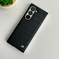 Samsung Galaxy Z Fold 6 Triangular Pattern PU Leather Sports Car Logo Case Cover