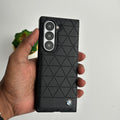 Samsung Galaxy Z Fold 6 Triangular Pattern PU Leather Sports Car Logo Case Cover