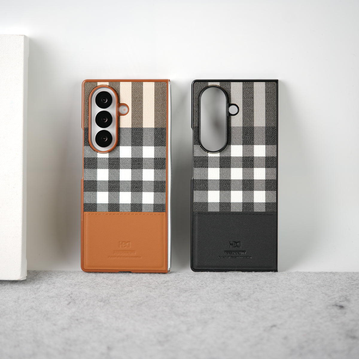 Samsung Galaxy Z Fold 7 Checks Leather Case Cover