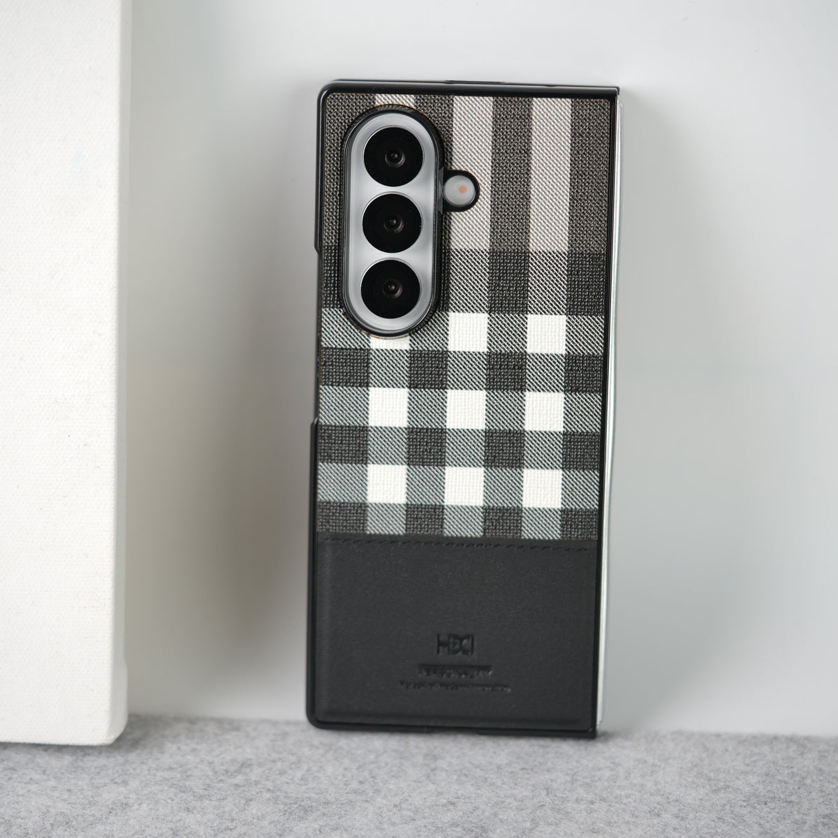 Samsung Galaxy Z Fold 7 Checks Leather Case Cover