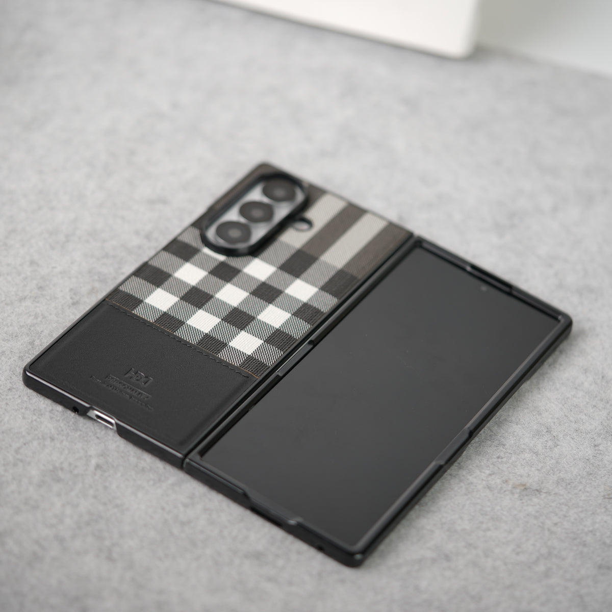 Samsung Galaxy Z Fold 7 Checks Leather Case Cover