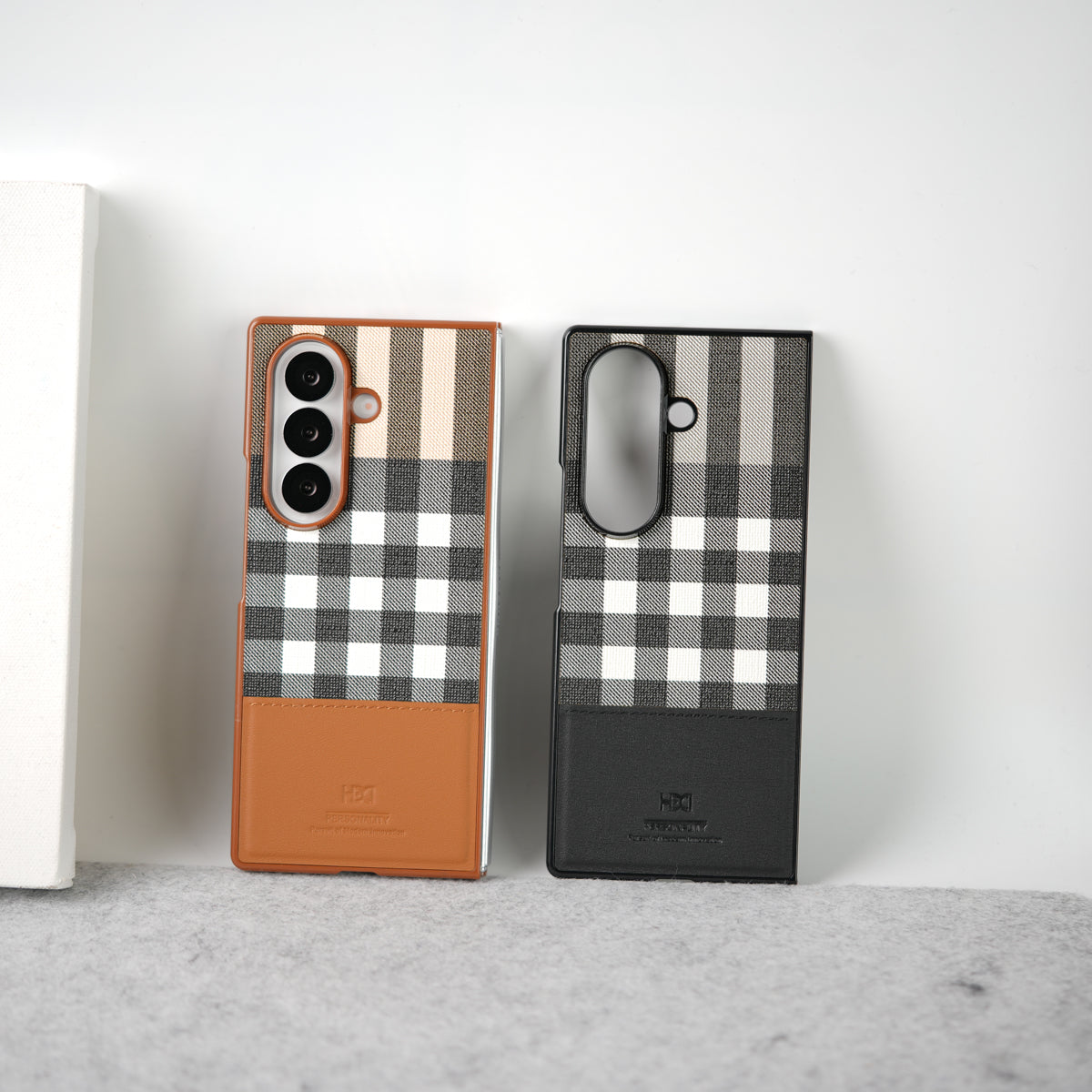 Samsung Galaxy Z Fold 7 Checks Leather Case Cover