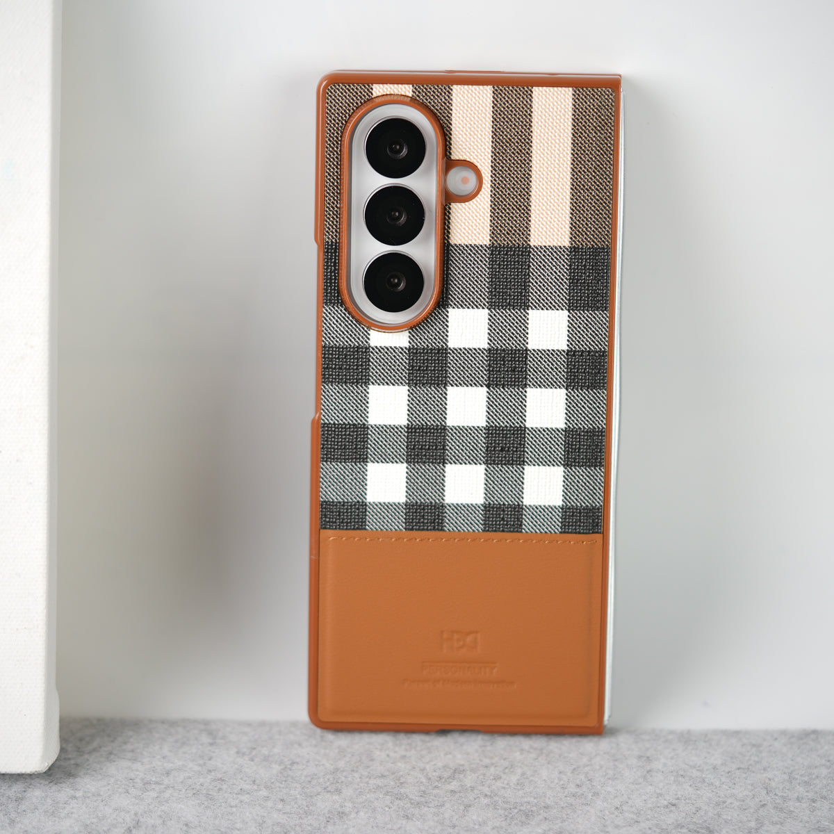 Samsung Galaxy Z Fold 7 Checks Leather Case Cover