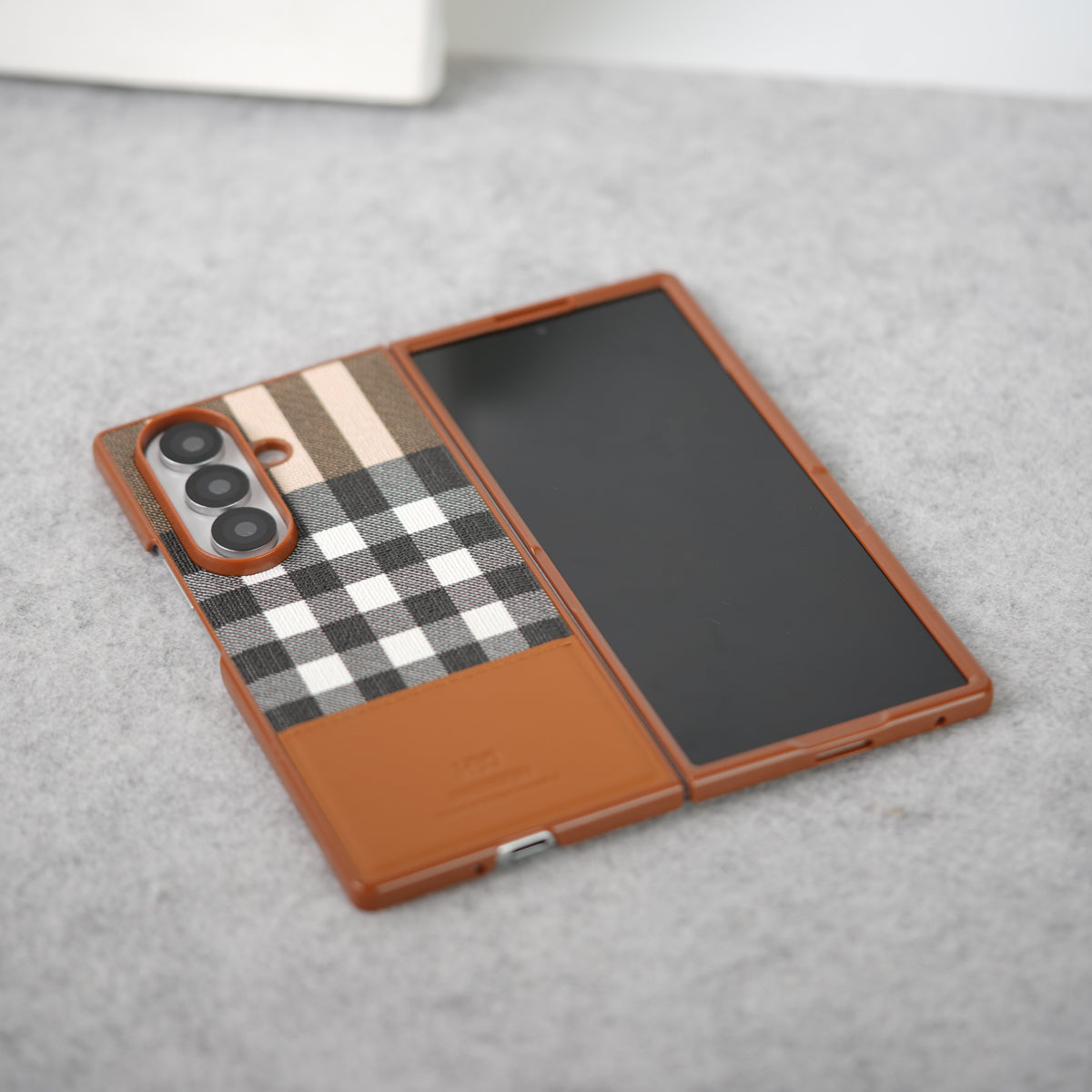 Samsung Galaxy Z Fold 7 Checks Leather Case Cover