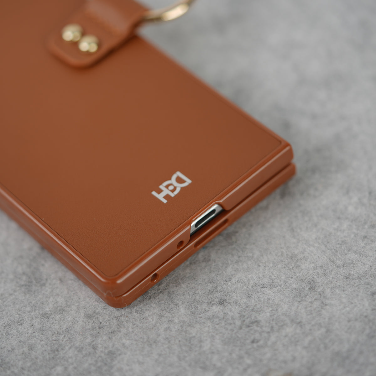 Samsung Galaxy Z Fold 7 Matte Finish PU Leather Case Cover With Metal Ring Holder