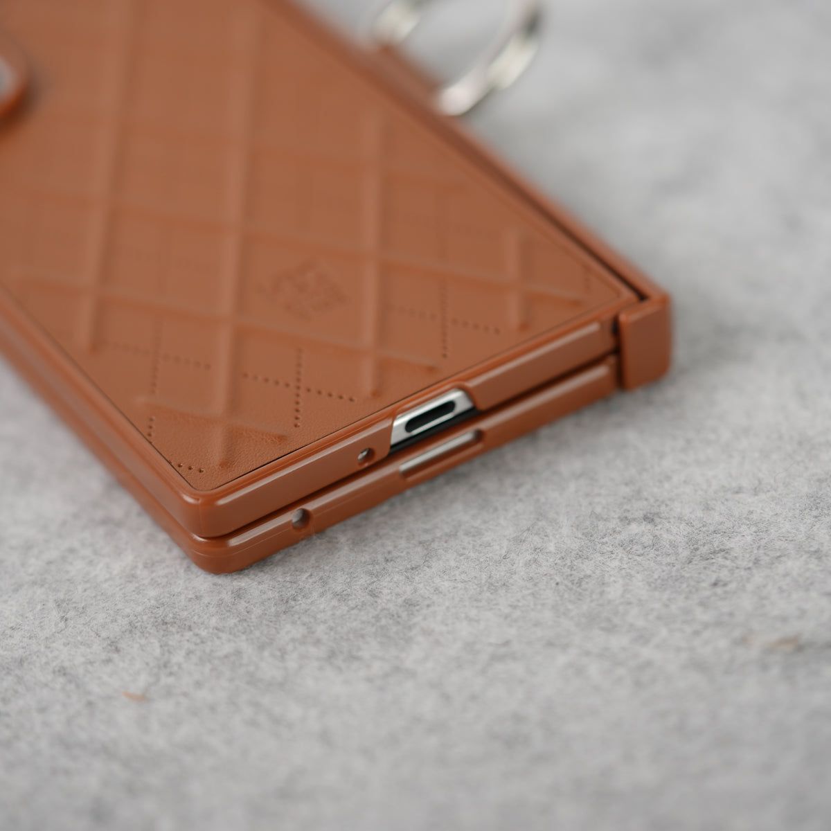 Samsung Galaxy Z Fold 7 PU Leather Cross Dot Hinge Protection Metal Ring Case Cover