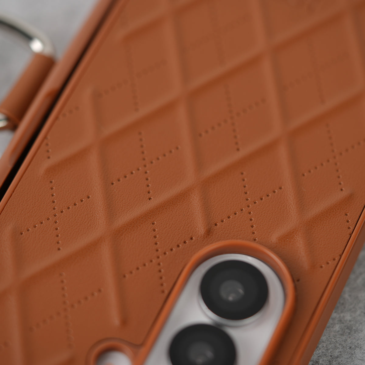 Samsung Galaxy Z Fold 7 PU Leather Cross Dot Hinge Protection Metal Ring Case Cover