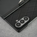 Samsung Galaxy Z Fold 7 PU Leather Cross Dot Hinge Protection Metal Ring Case Cover