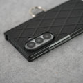 Samsung Galaxy Z Fold 7 PU Leather Cross Dot Hinge Protection Metal Ring Case Cover