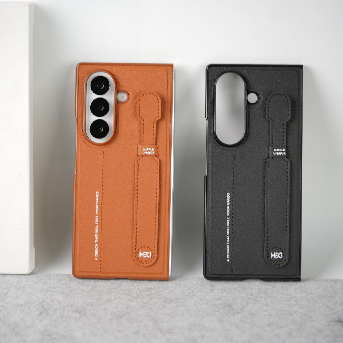 Samsung Galaxy Z Fold 7 PU Leather Grip Holder Case Cover