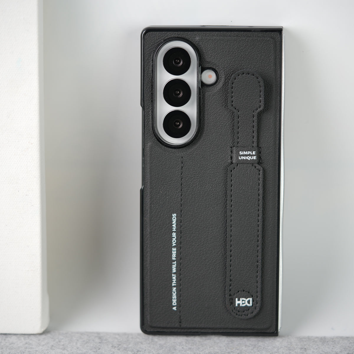 Samsung Galaxy Z Fold 7 PU Leather Grip Holder Case Cover