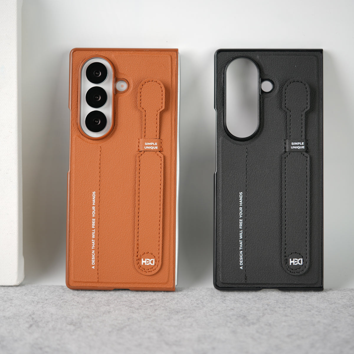 Samsung Galaxy Z Fold 7 PU Leather Grip Holder Case Cover