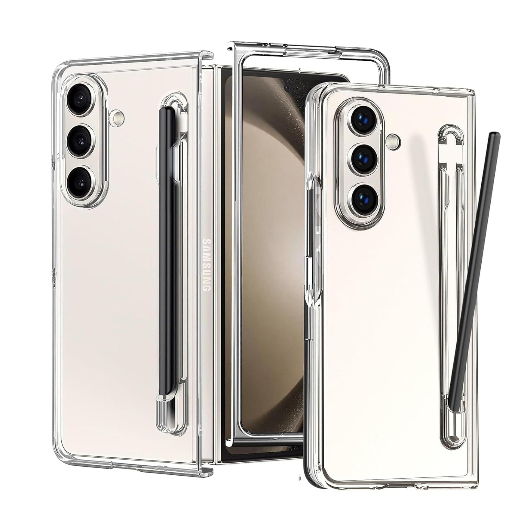 Samsung Galaxy Z Fold 7 Transparent Cristal Hard Shell Cover Case With S-Pent Slot