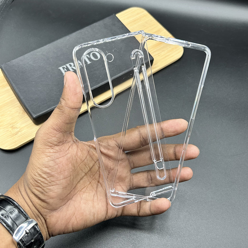 Samsung Galaxy Z Fold 7 Transparent Cristal Hard Shell Cover Case With S-Pent Slot