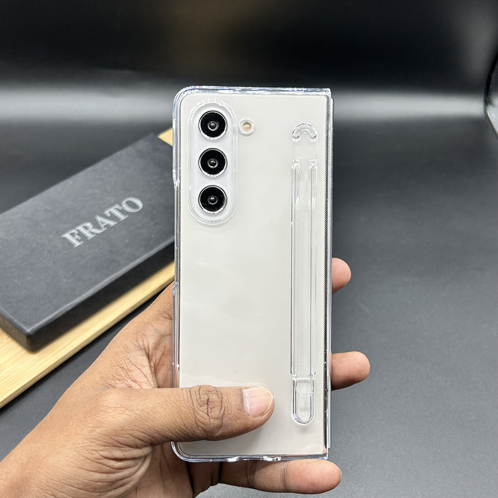 Samsung Galaxy Z Fold 7 Transparent Cristal Hard Shell Cover Case With S-Pent Slot