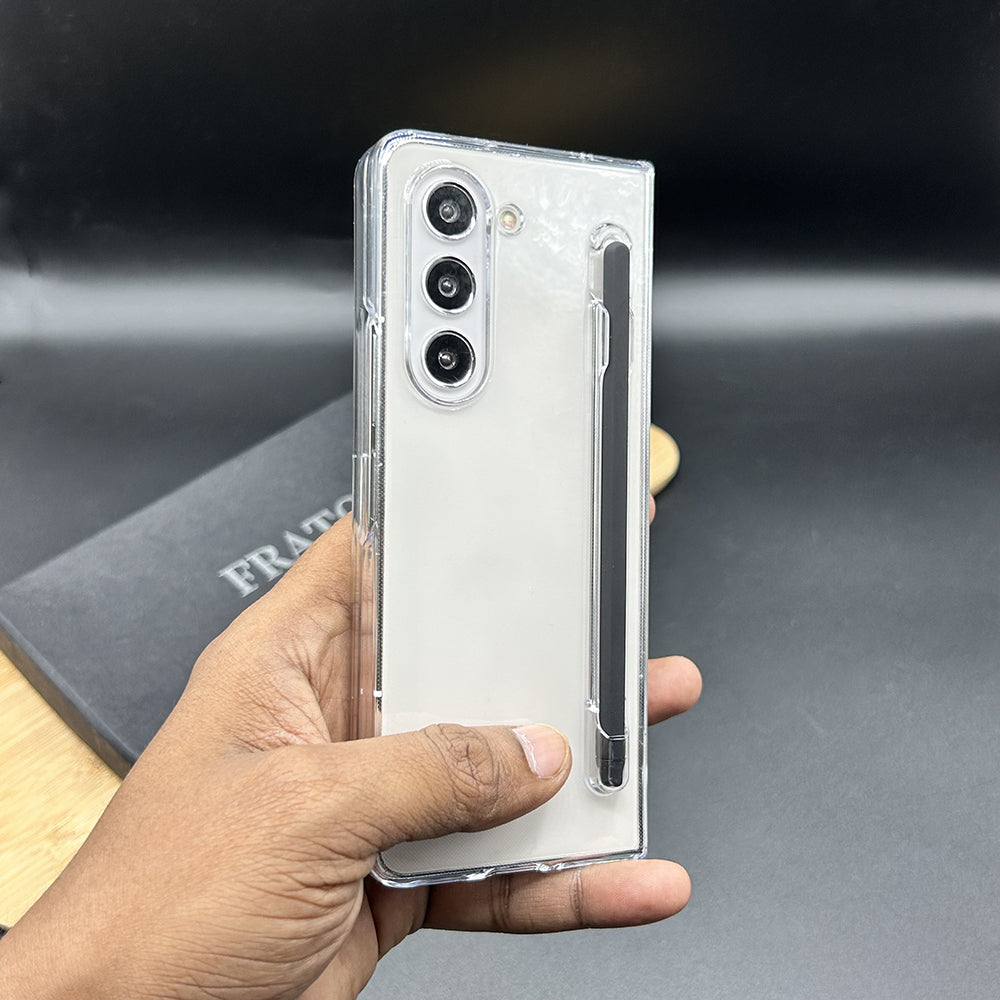 Samsung Galaxy Z Fold 7 Transparent Cristal Hard Shell Cover Case With S-Pent Slot