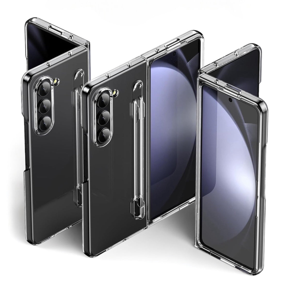 Samsung Galaxy Z Fold 7 Transparent Cristal Hard Shell Cover Case With S-Pent Slot