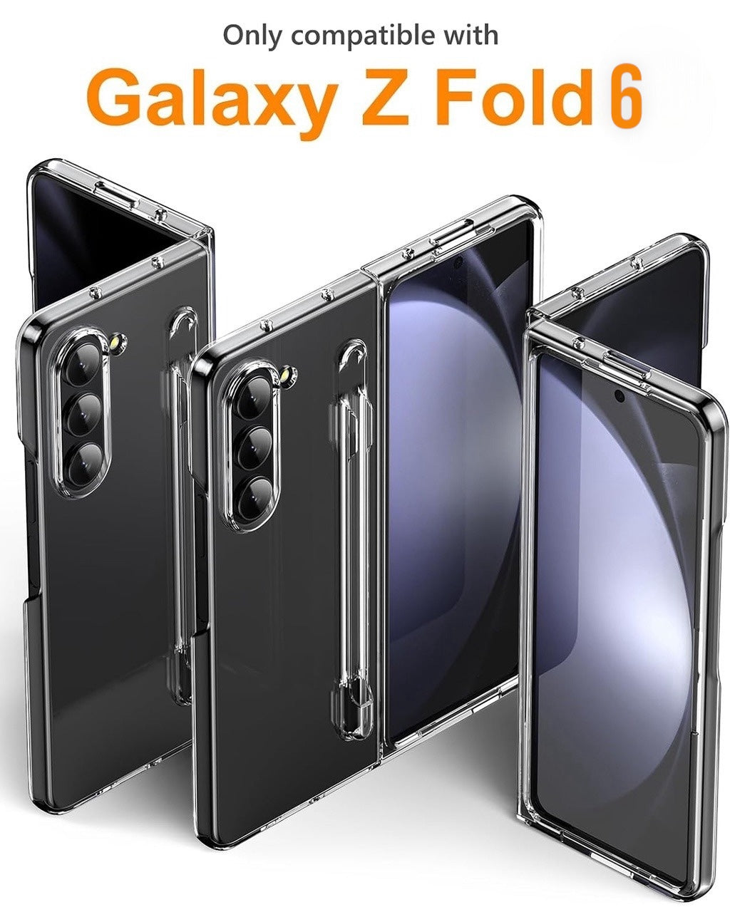 Samsung Galaxy Z Fold 7 Transparent Cristal Hard Shell Cover Case With S-Pent Slot