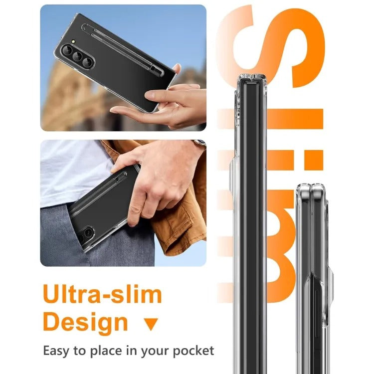 Samsung Galaxy Z Fold 7 Transparent Cristal Hard Shell Cover Case With S-Pent Slot