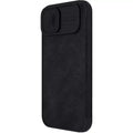 iPhone 14 Plus Camera Protection QIN Leather Flip Case Black