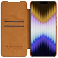 iPhone 14 Plus Camera Protection QIN Leather Flip Case Brown