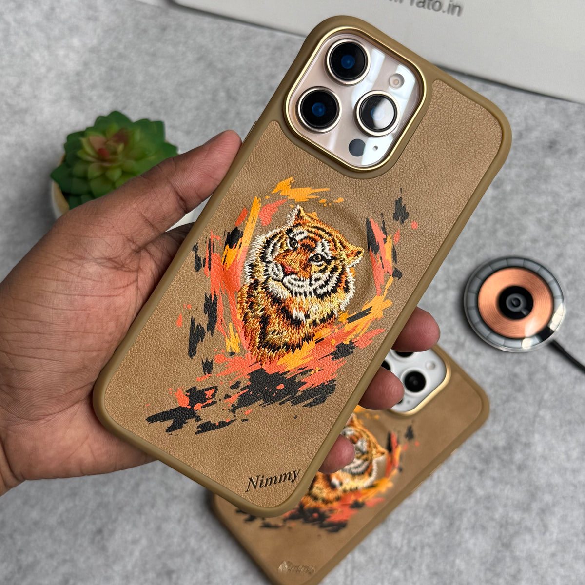 iPhone 15 Pro Max / iPhone 15 Pro Wild Animal 3D Embroidery Tiger Face MagSafe Case