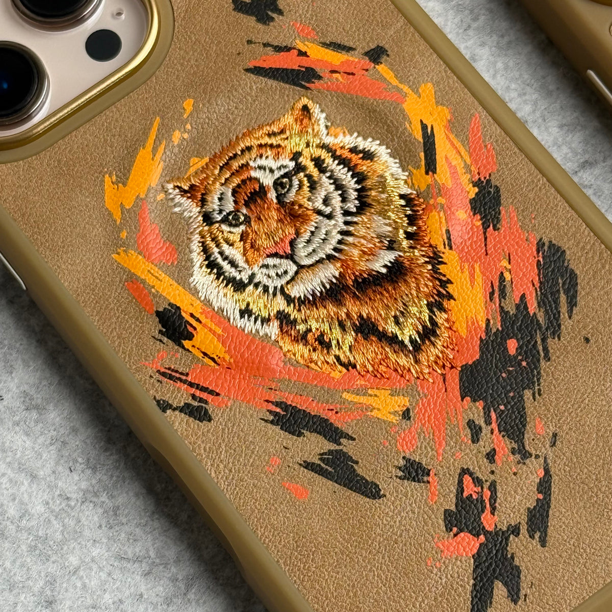 iPhone 15 Pro Max / iPhone 15 Pro Wild Animal 3D Embroidery Tiger Face MagSafe Case