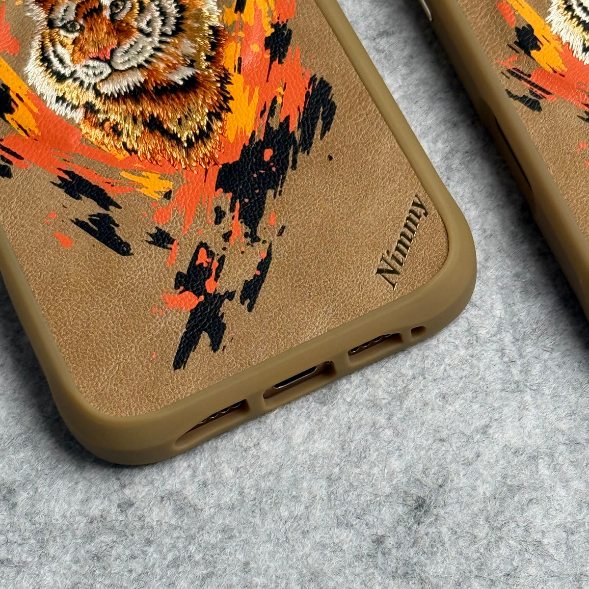 iPhone 15 Pro Max / iPhone 15 Pro Wild Animal 3D Embroidery Tiger Face MagSafe Case