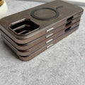iPhone 15 Pro Metallic Textured Leather MagSafe Ring Case Cover