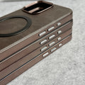 iPhone 15 Pro Metallic Textured Leather MagSafe Ring Case Cover